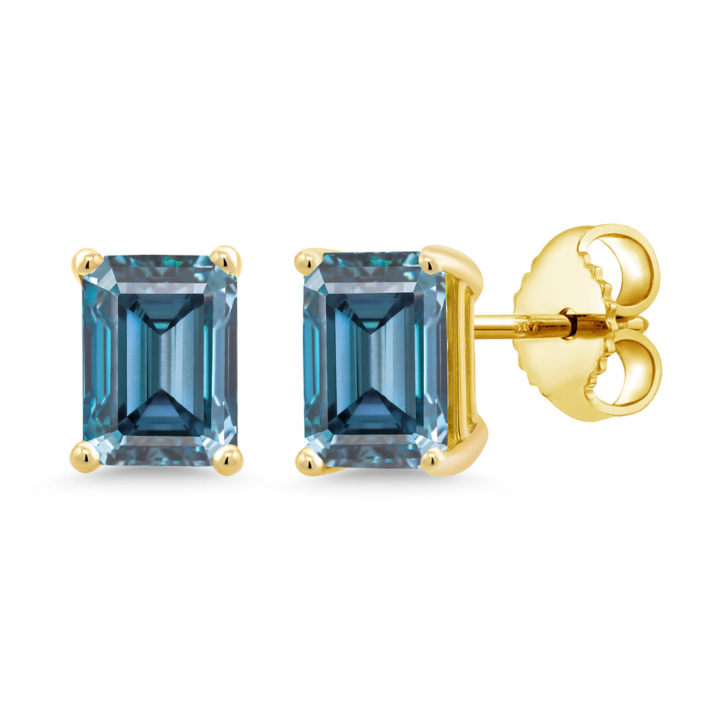 Persian Blue Moissanite - April_Yellow Gold Plated Silver_Earrings in Yellow Gold Plated Silver