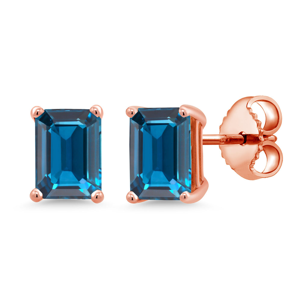 London Blue Topaz - November_Rose Gold Plated Silver_Earrings in Rose Gold Plated Silver