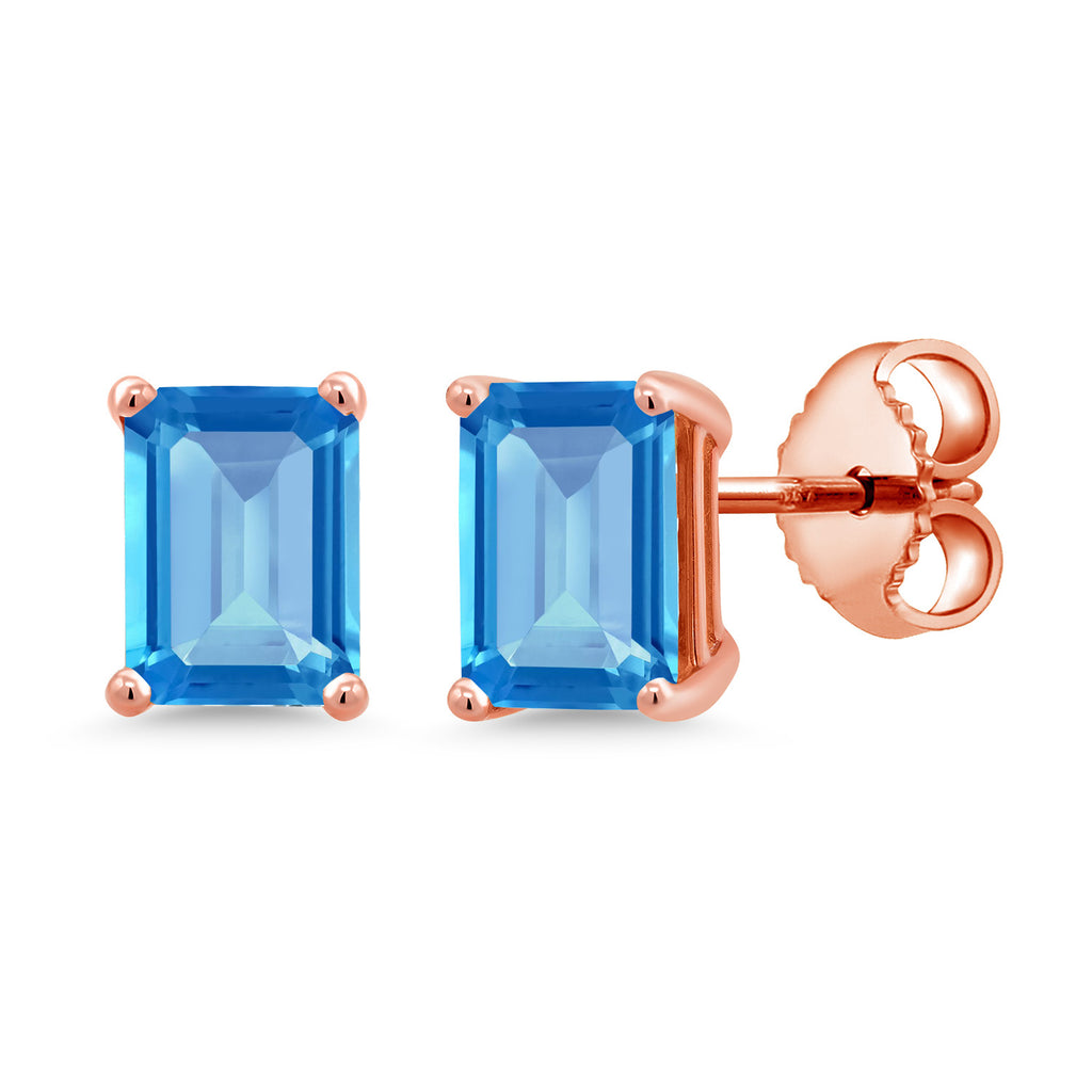 Swiss Blue Topaz - November_Rose Gold Plated Silver_Earrings in Rose Gold Plated Silver