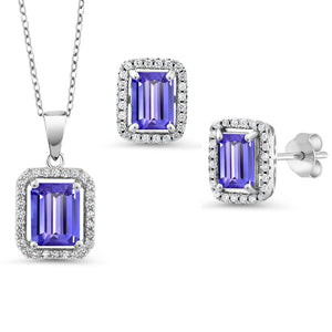 Tanzanite - December_Sterling Silver_Pendant Earrings Set in Sterling Silver