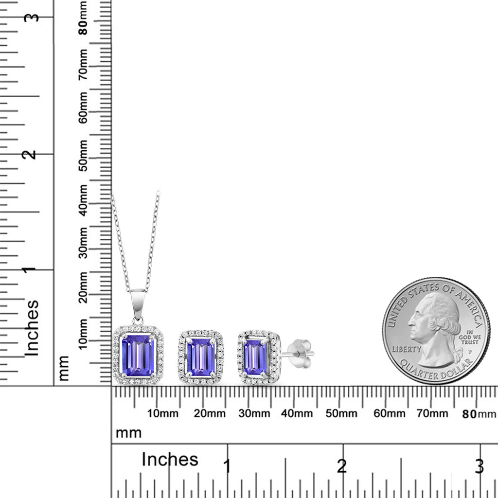 Tanzanite - December_Sterling Silver_Pendant Earrings Set in Sterling Silver