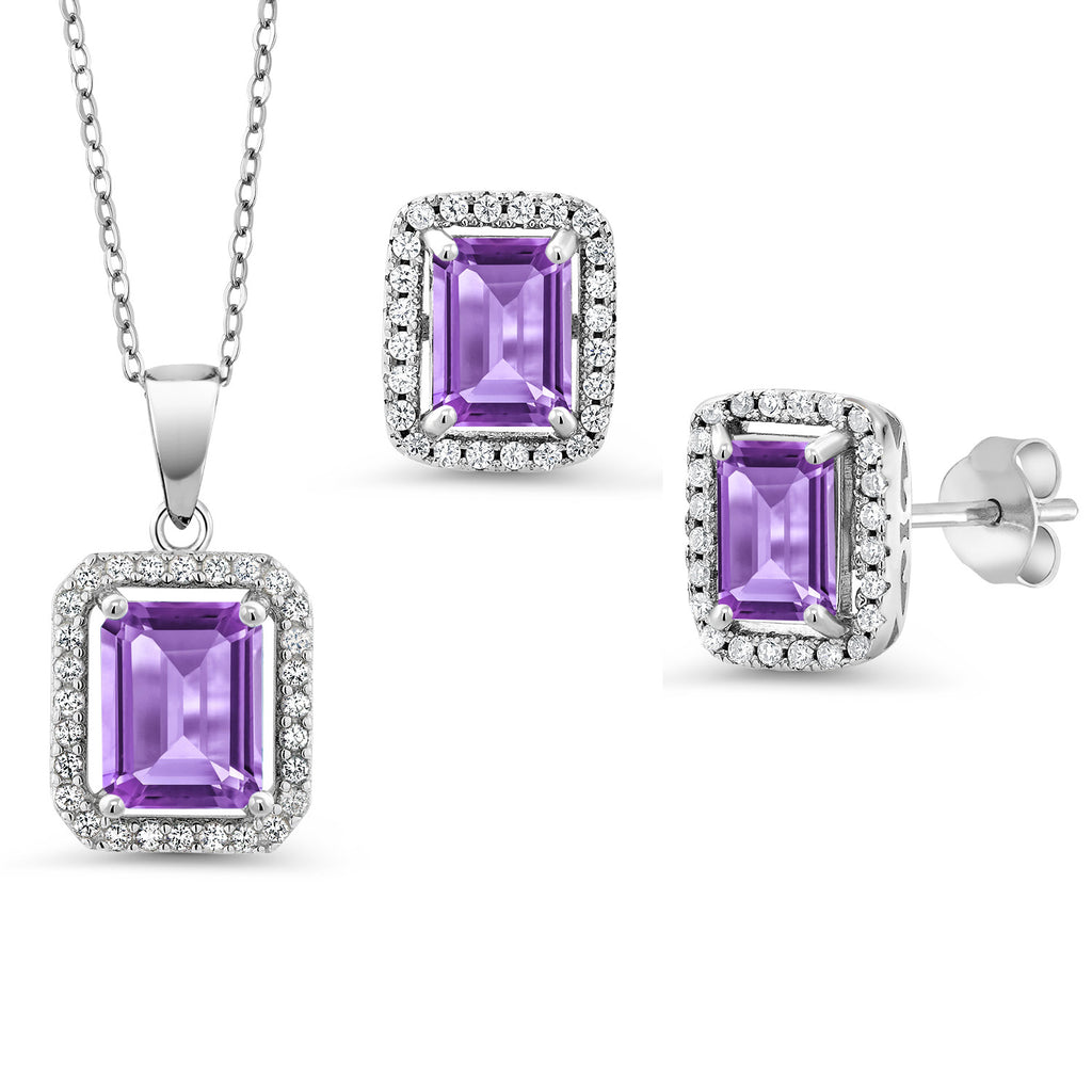Amethyst - February_Sterling Silver_Pendant Earrings Set in Sterling Silver