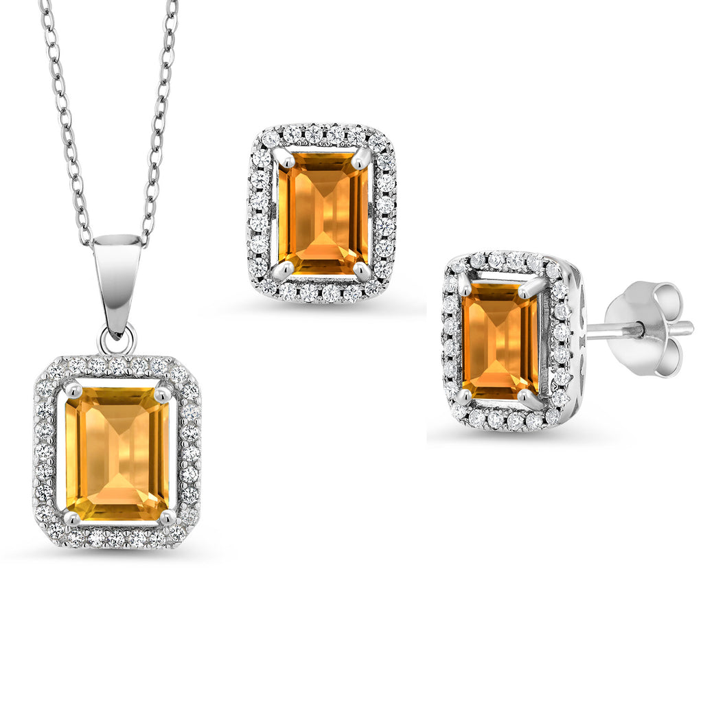 Citrine - November_Sterling Silver_Pendant Earrings Set in Sterling Silver