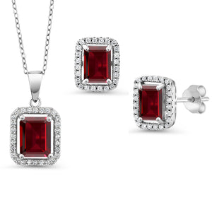 Garnet - January_Sterling Silver_Pendant Earrings Set in Sterling Silver