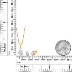 Pendant Earrings Set in 925 Yellow Gold Plated Silver