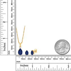 Pendant Earrings Set in 925 Yellow Gold Plated Silver