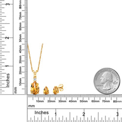 Pendant Earrings Set in 925 Yellow Gold Plated Silver