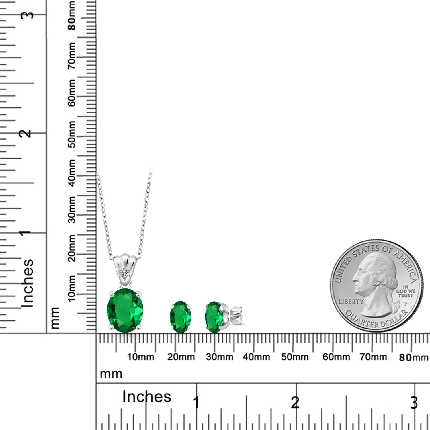 Pendant Earrings Set in 925 Sterling Silver