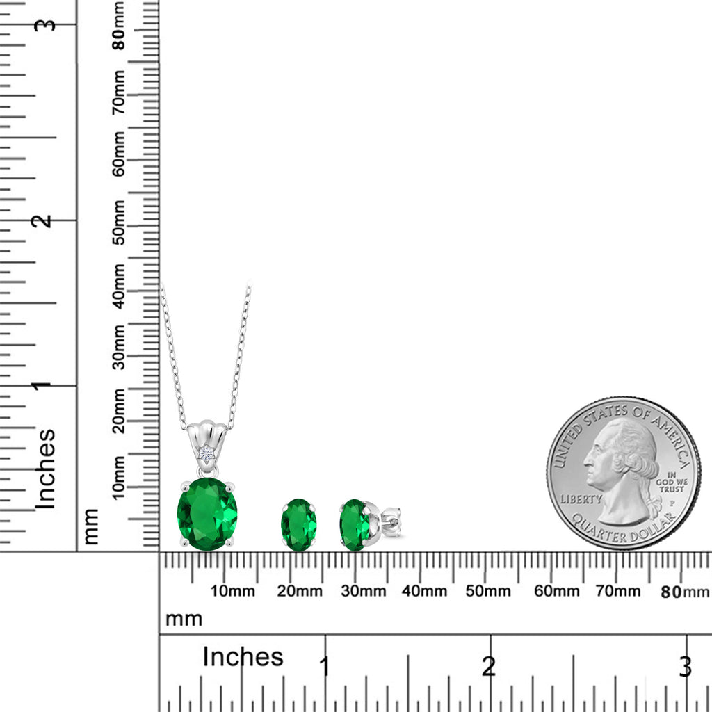 Pendant Earrings Set in 925 Sterling Silver