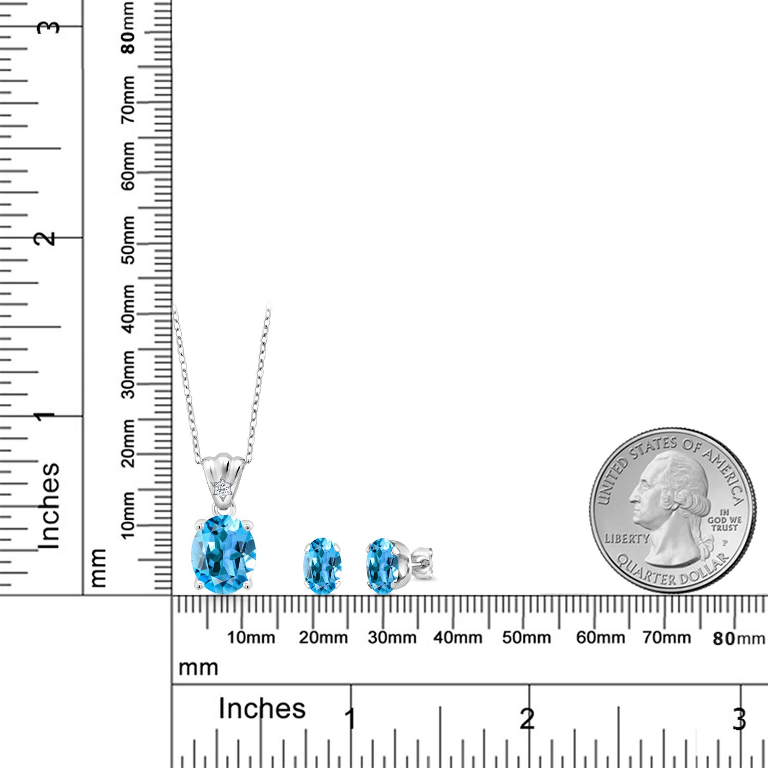 Pendant Earrings Set in 925 Sterling Silver