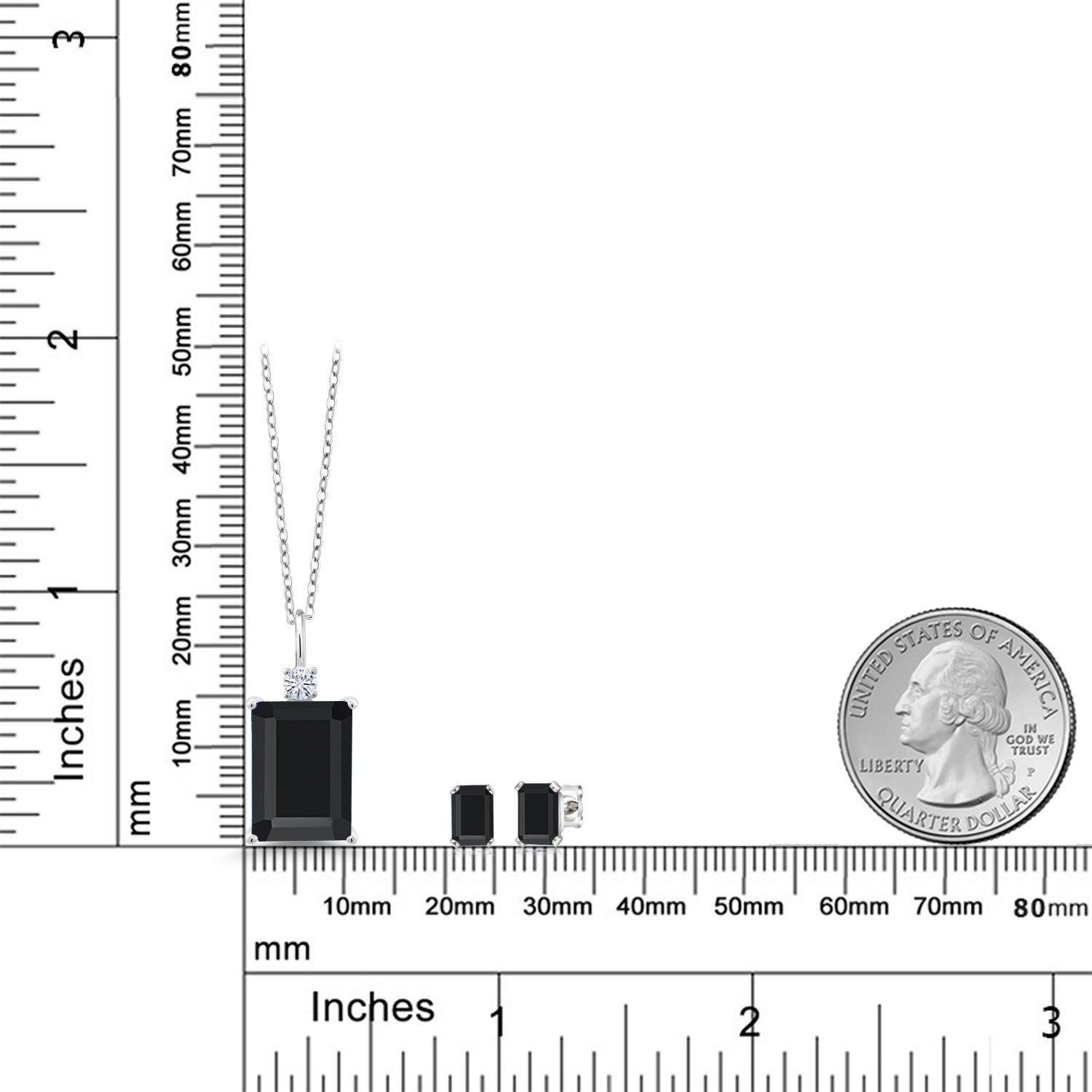 Pendant Earrings Set in 925 Sterling Silver