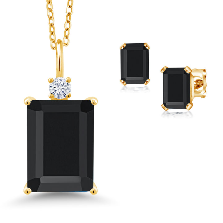 Pendant Earrings Set in 925 Yellow Gold Plated Silver