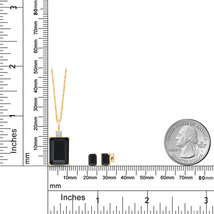 Pendant Earrings Set in 925 Yellow Gold Plated Silver