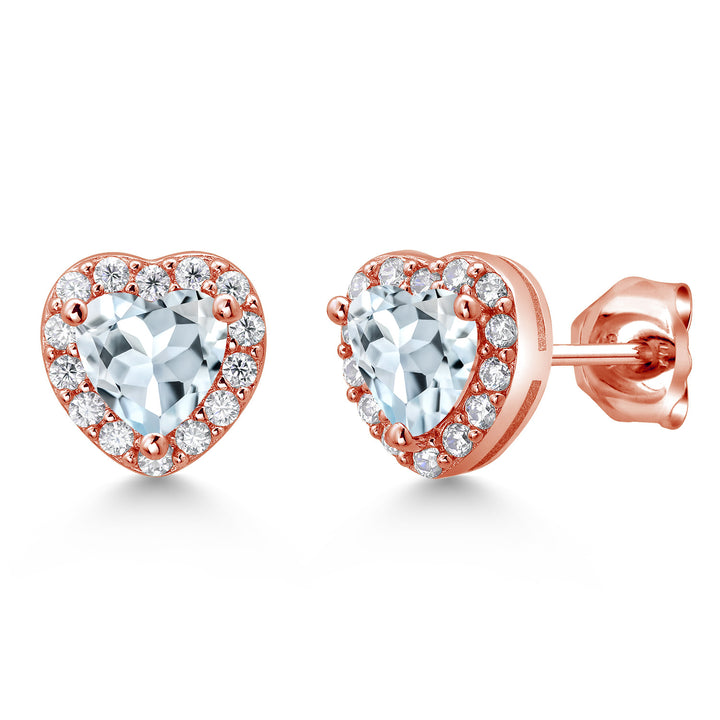 Aquamarine - March_Rose Gold Plated Silver_Earrings in Rose Gold Plated Silver