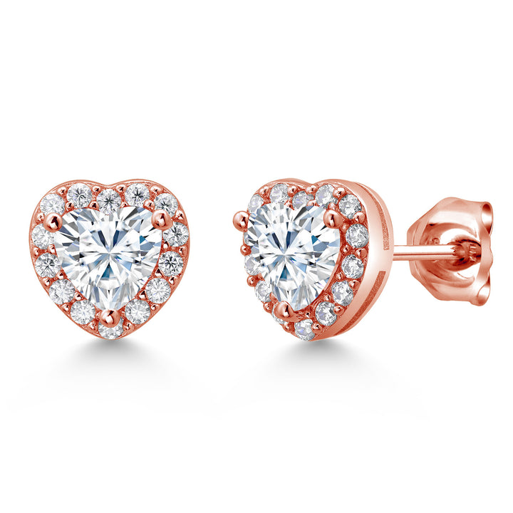 White Moissanite - April_Rose Gold Plated Silver_Earrings in Rose Gold Plated Silver
