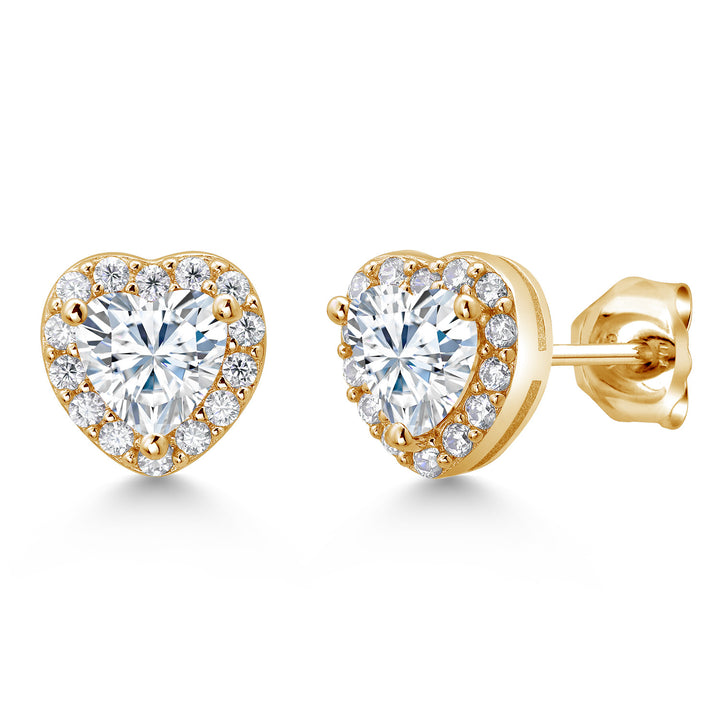 White Moissanite - April_Yellow Gold Plated Silver_Earrings in Yellow Gold Plated Silver