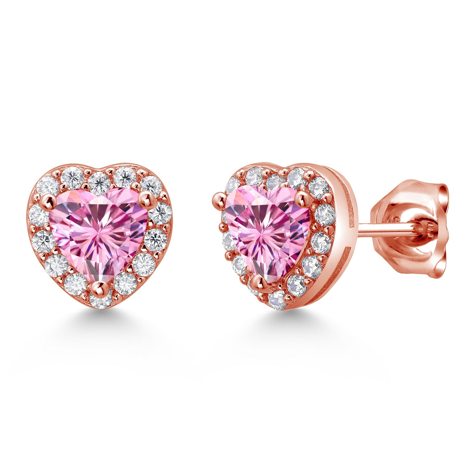 Pink Moissanite - April_Rose Gold Plated Silver_Earrings in Rose Gold Plated Silver