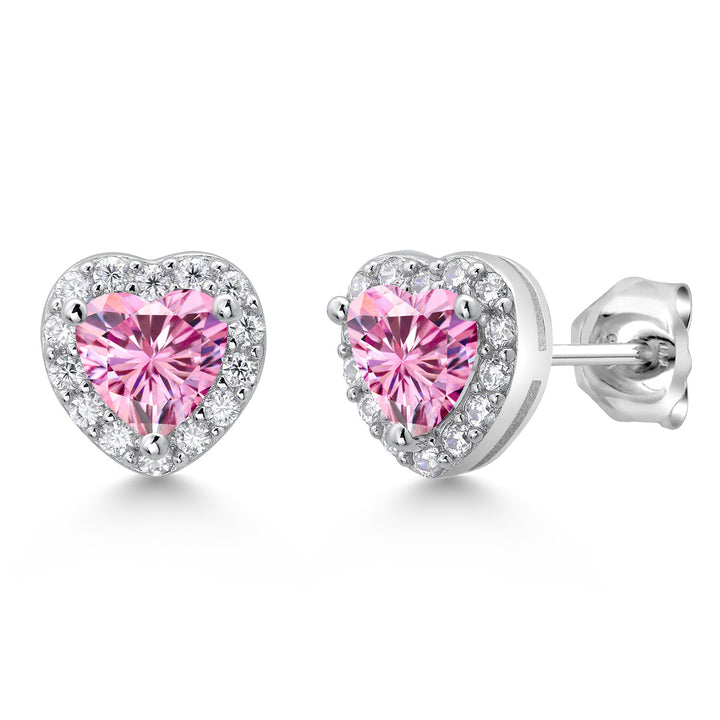 Pink Moissanite - April_Sterling Silver_Earrings in Sterling Silver