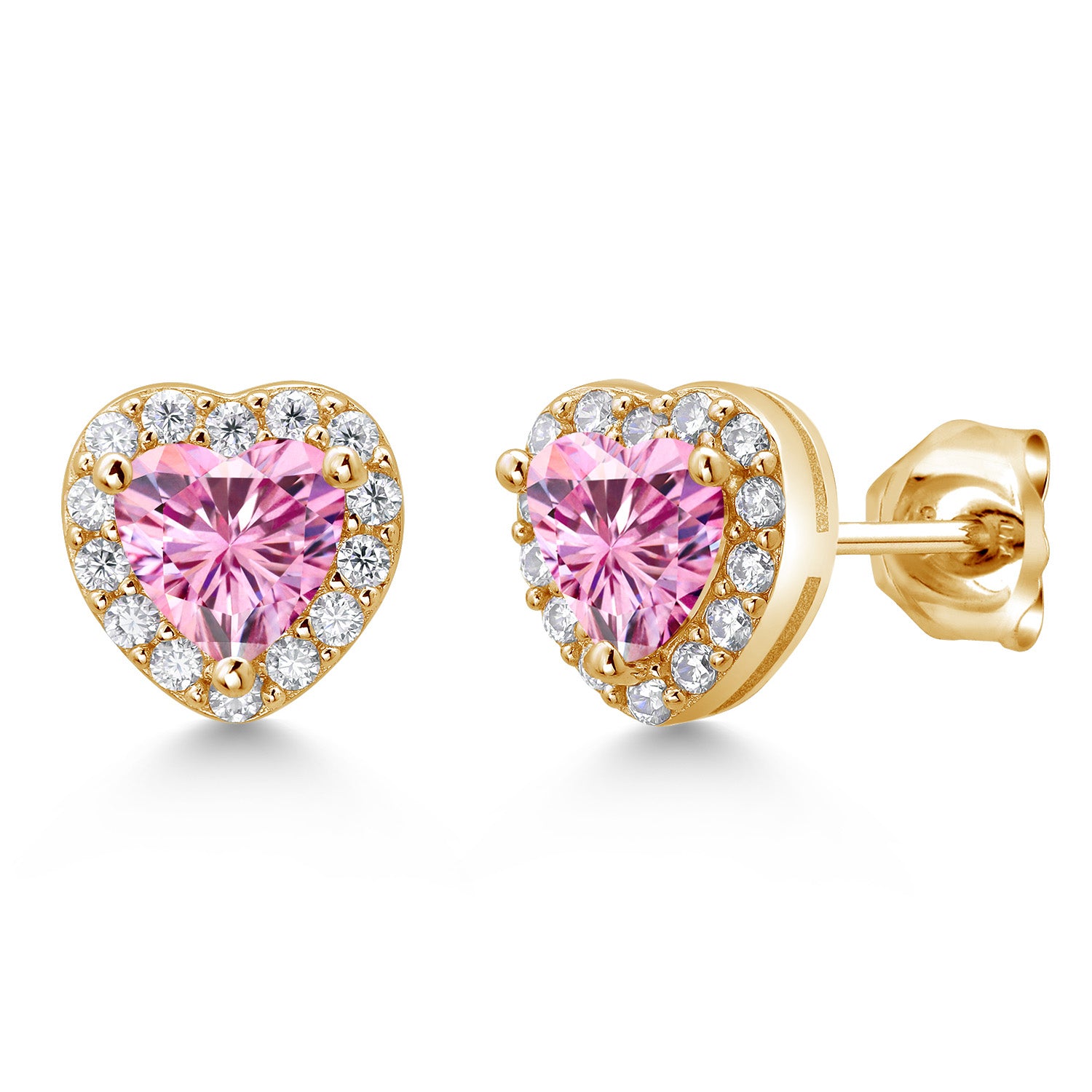 Pink Moissanite - April_Yellow Gold Plated Silver_Earrings in Yellow Gold Plated Silver