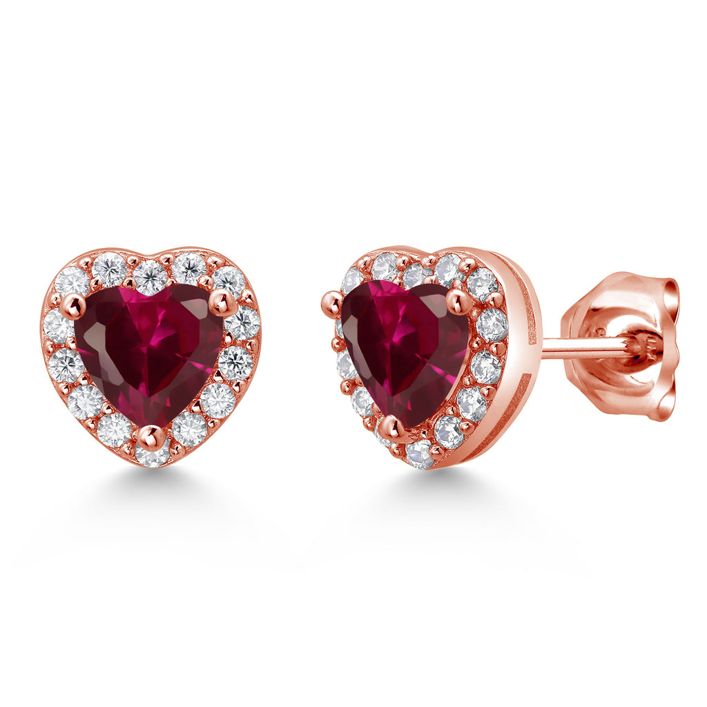 Created Ruby - July_Rose Gold Plated Silver_Earrings in Rose Gold Plated Silver