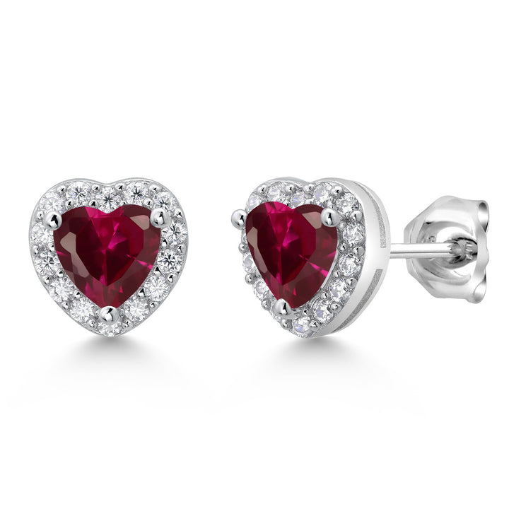 Created Ruby - July_Sterling Silver_Earrings in Sterling Silver