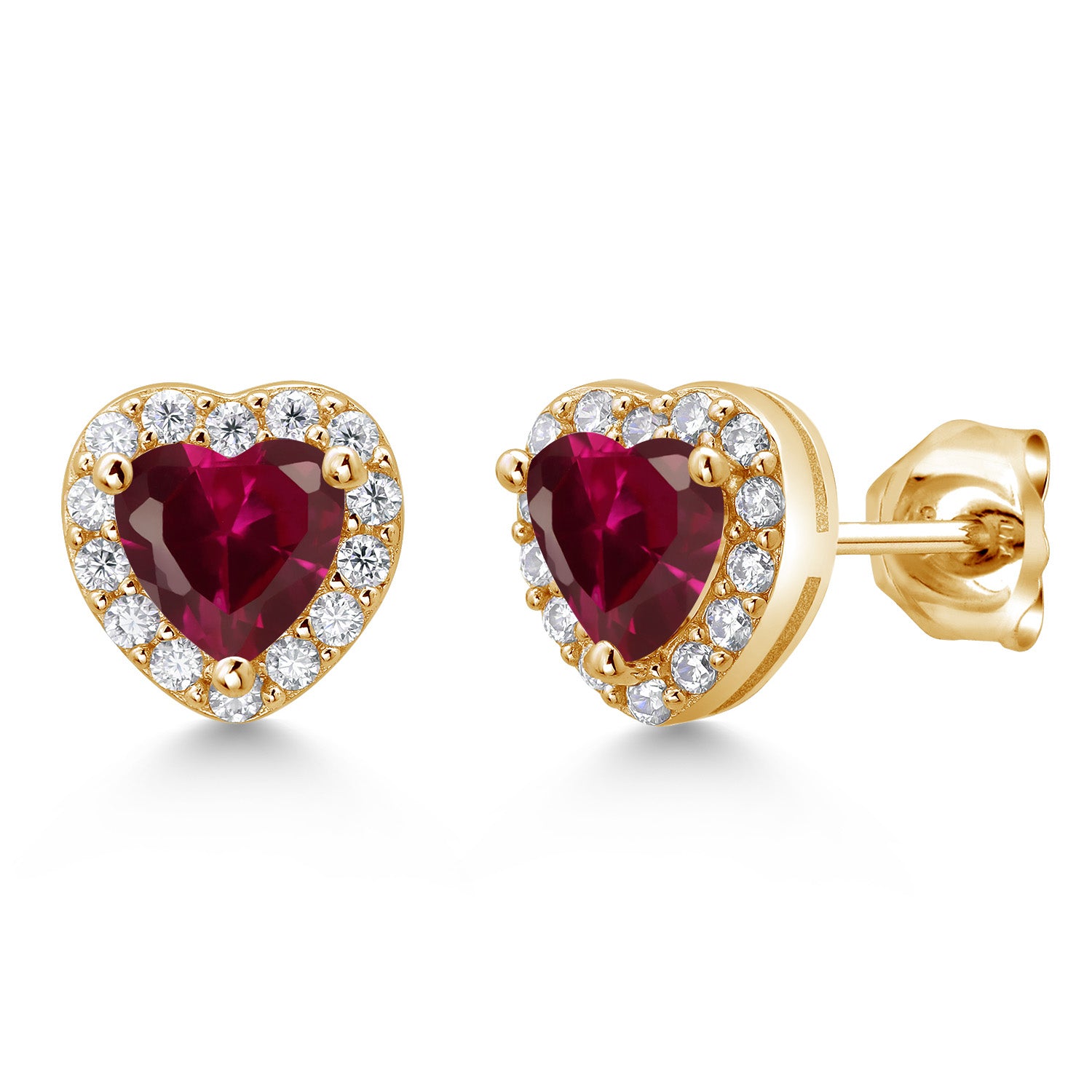 Created Ruby - July_Yellow Gold Plated Silver_Earrings in Yellow Gold Plated Silver