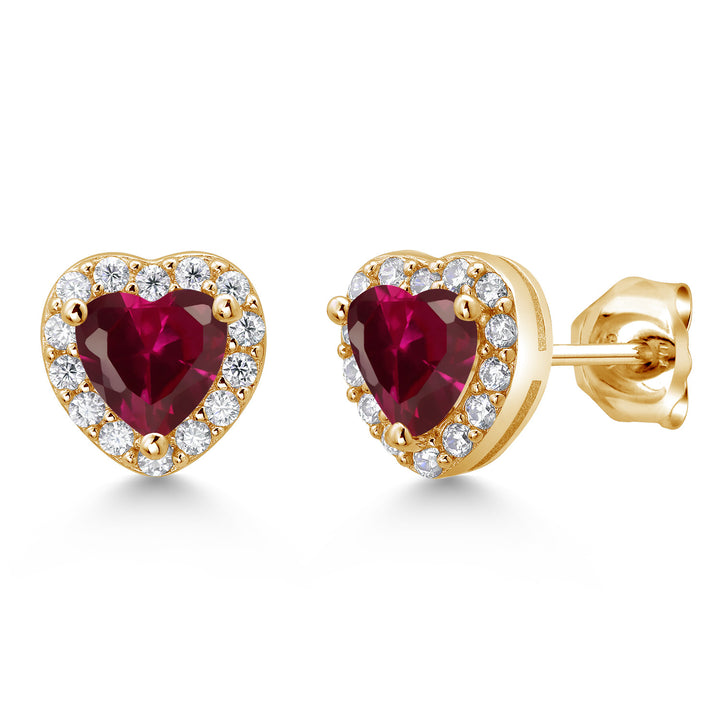Created Ruby - July_Yellow Gold Plated Silver_Earrings in Yellow Gold Plated Silver