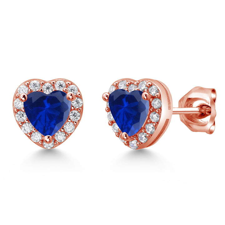 Blue Created Sapphire - September_Rose Gold Plated Silver_Earrings in Rose Gold Plated Silver