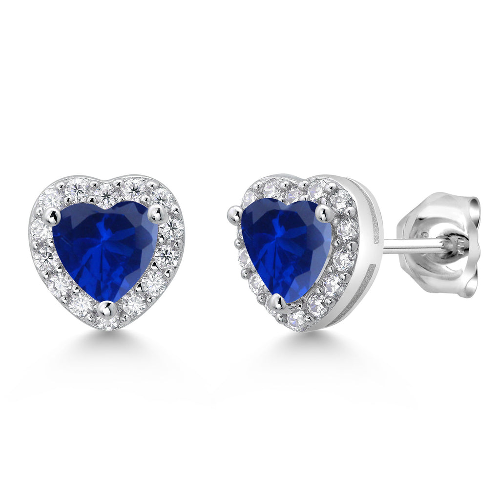 Blue Created Sapphire - September_Sterling Silver_Earrings in Sterling Silver