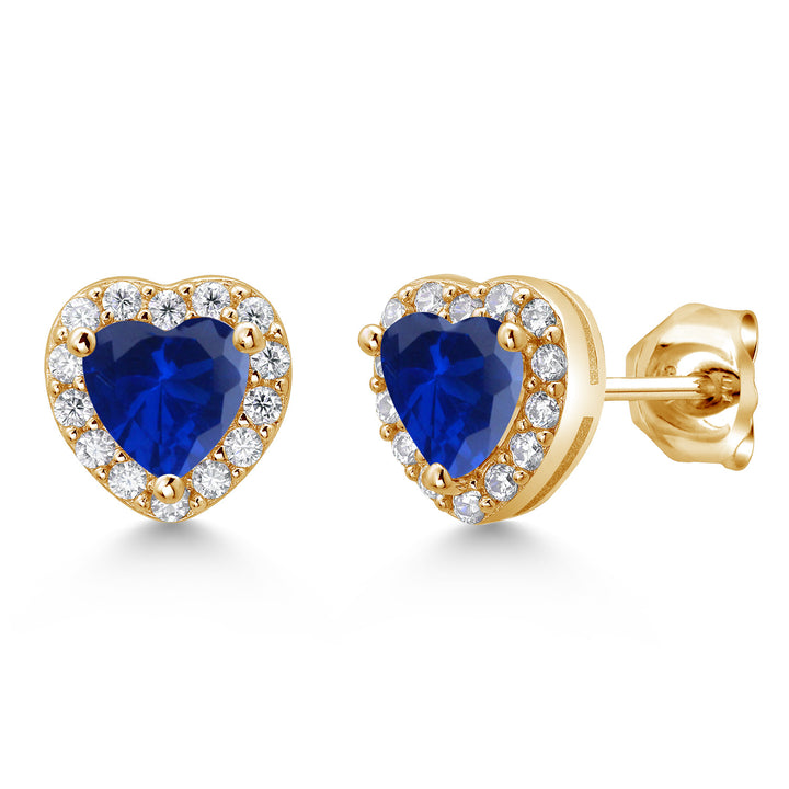 Blue Created Sapphire - September_Yellow Gold Plated Silver_Earrings in Yellow Gold Plated Silver