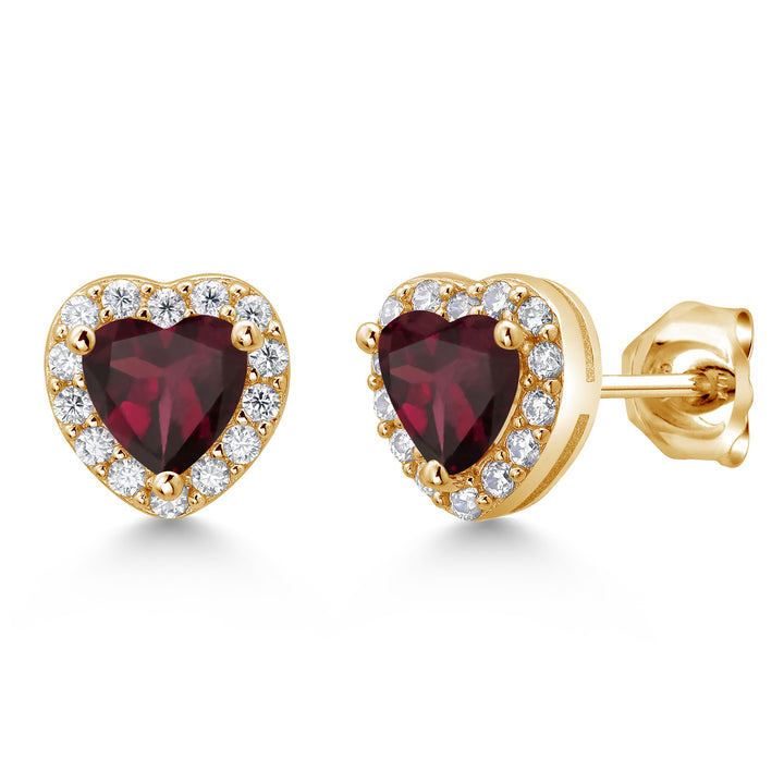 Rhodolite Garnet_Yellow Gold Plated Silver_Earrings in Yellow Gold Plated Silver