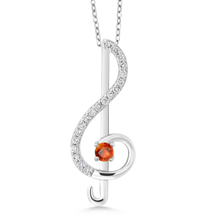 Orange Sapphire_Pendant in 925 Sterling Silver