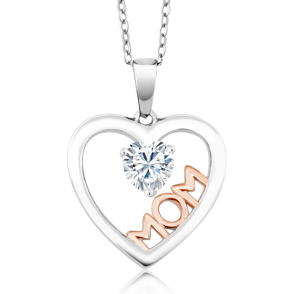 White Moissanite - April_Pendant in 925 Sterling Silver