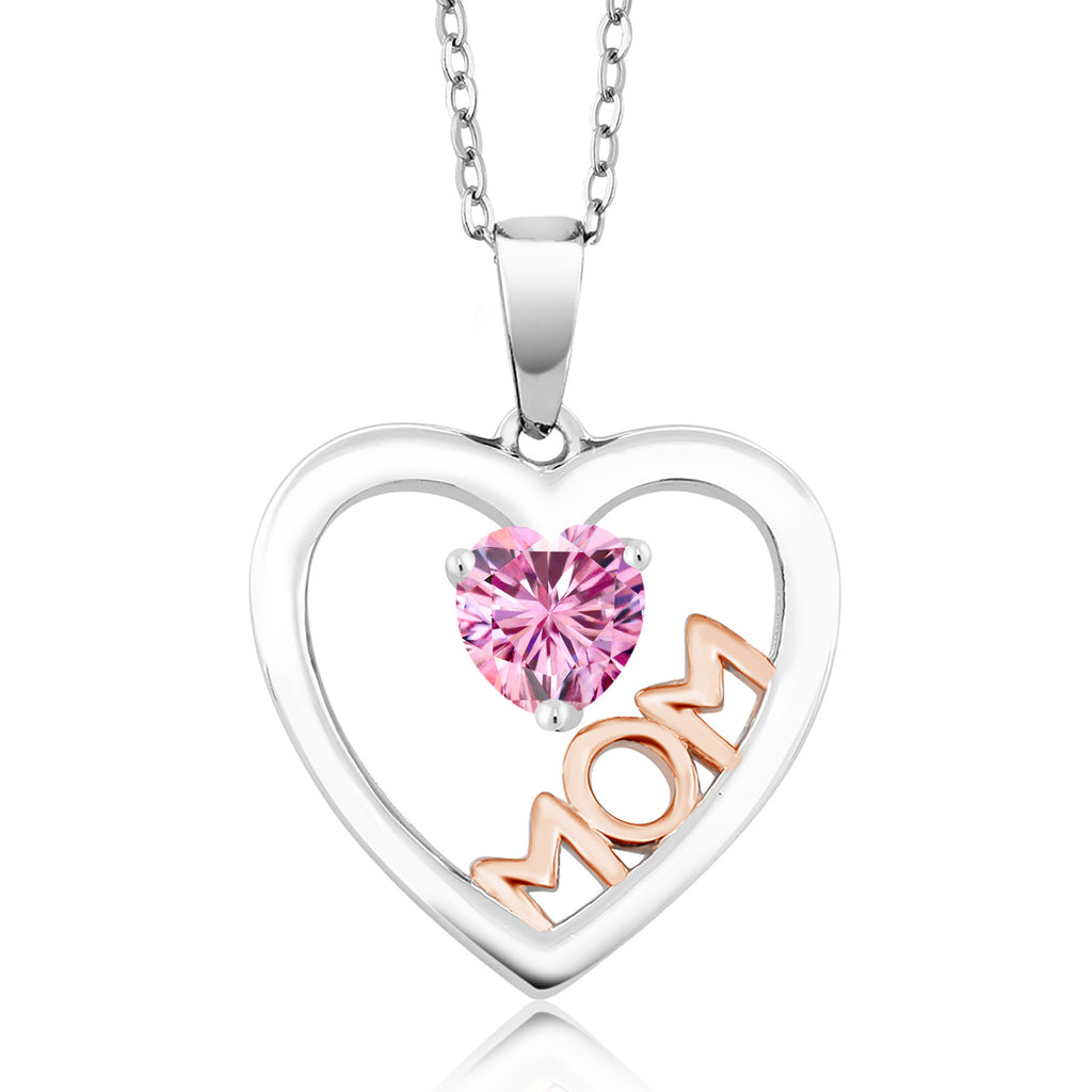 Pink Moissanite - April_Pendant in 925 Sterling Silver