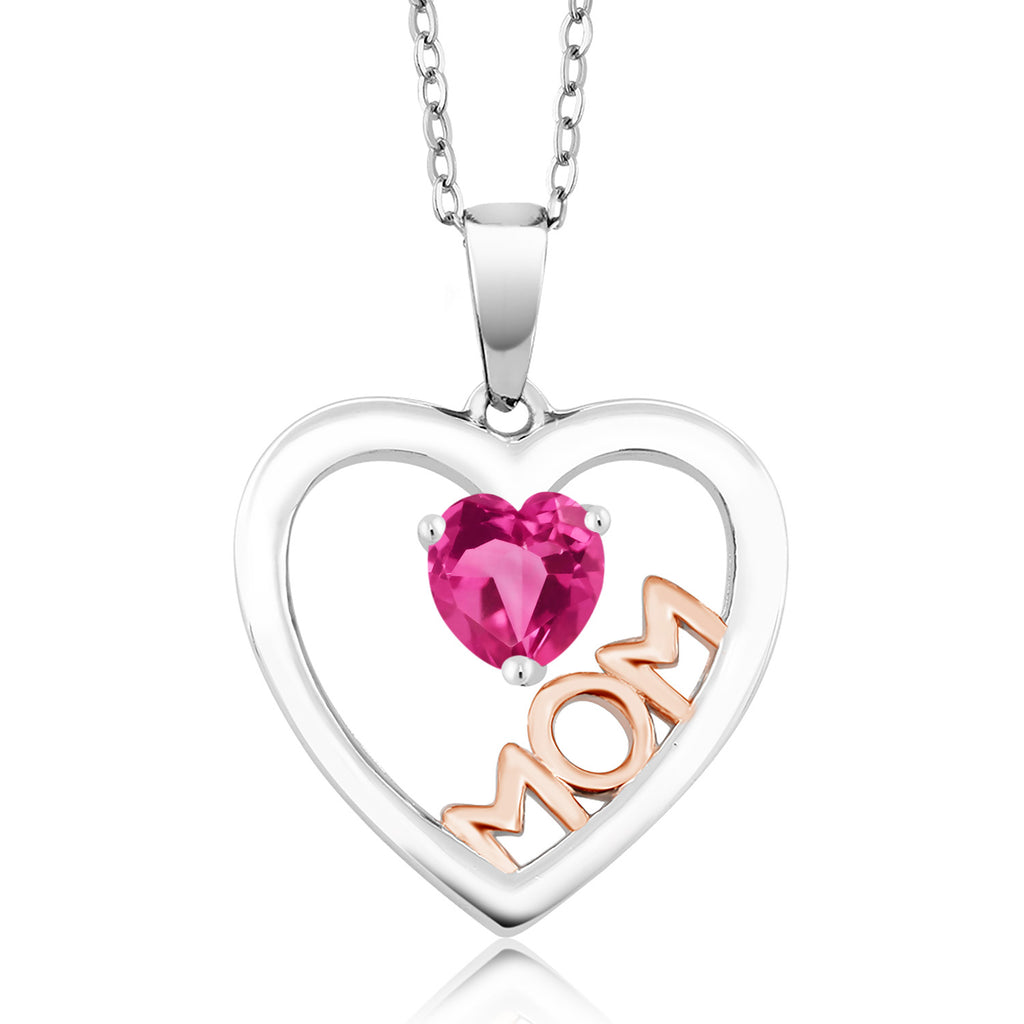 Pink Created Sapphire - September_Pendant in 925 Sterling Silver