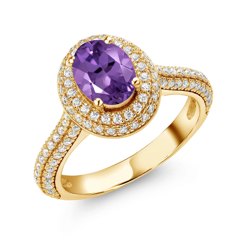 Amethyst - February_8_Ring in 925 Yellow Gold Plated Silver