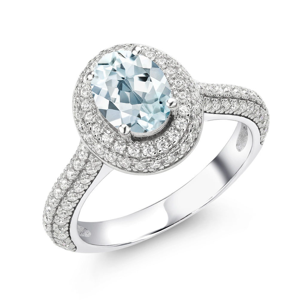 Aquamarine - March_9_Ring in 925 Sterling Silver
