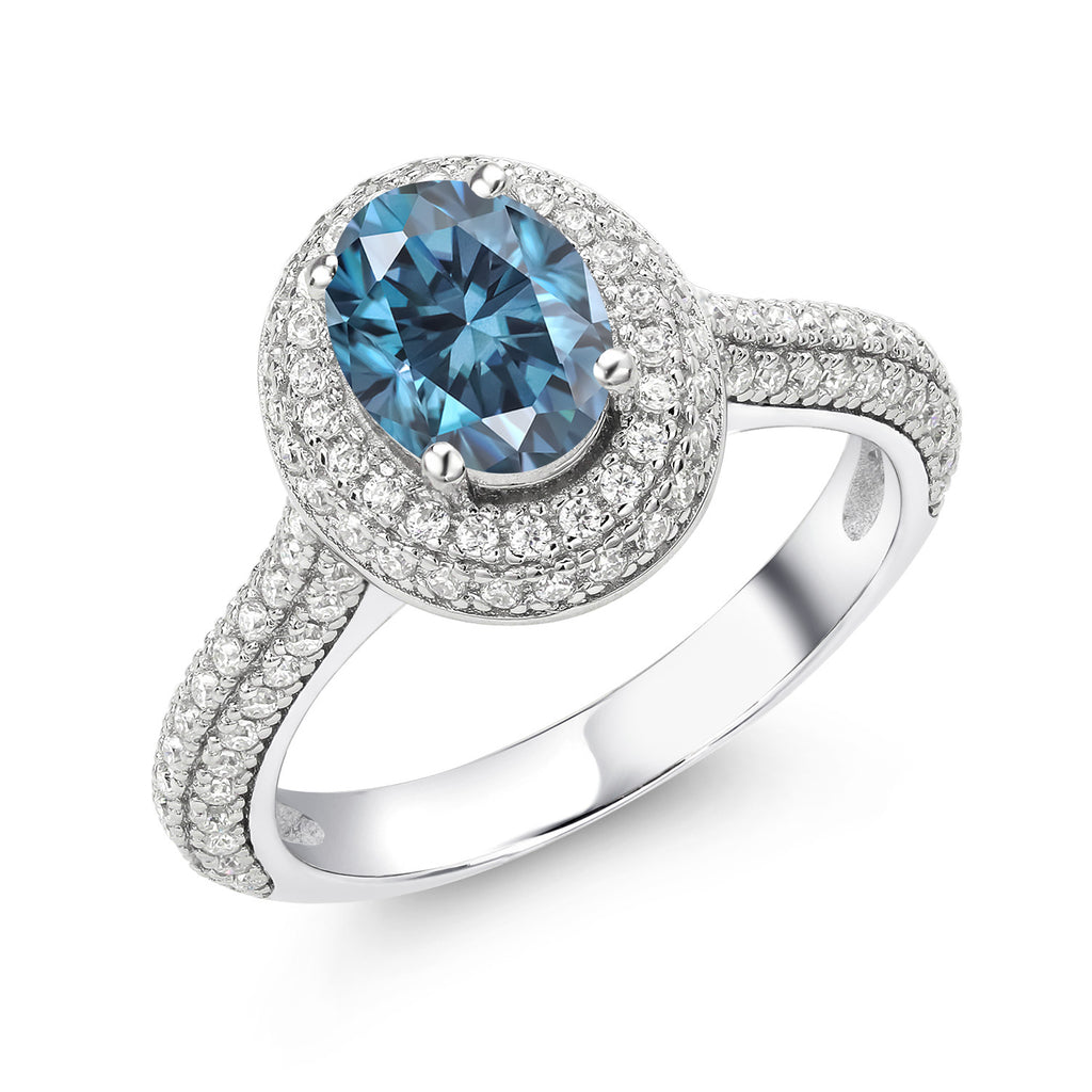 Persian Blue Moissanite - April_7_Ring in 925 Sterling Silver