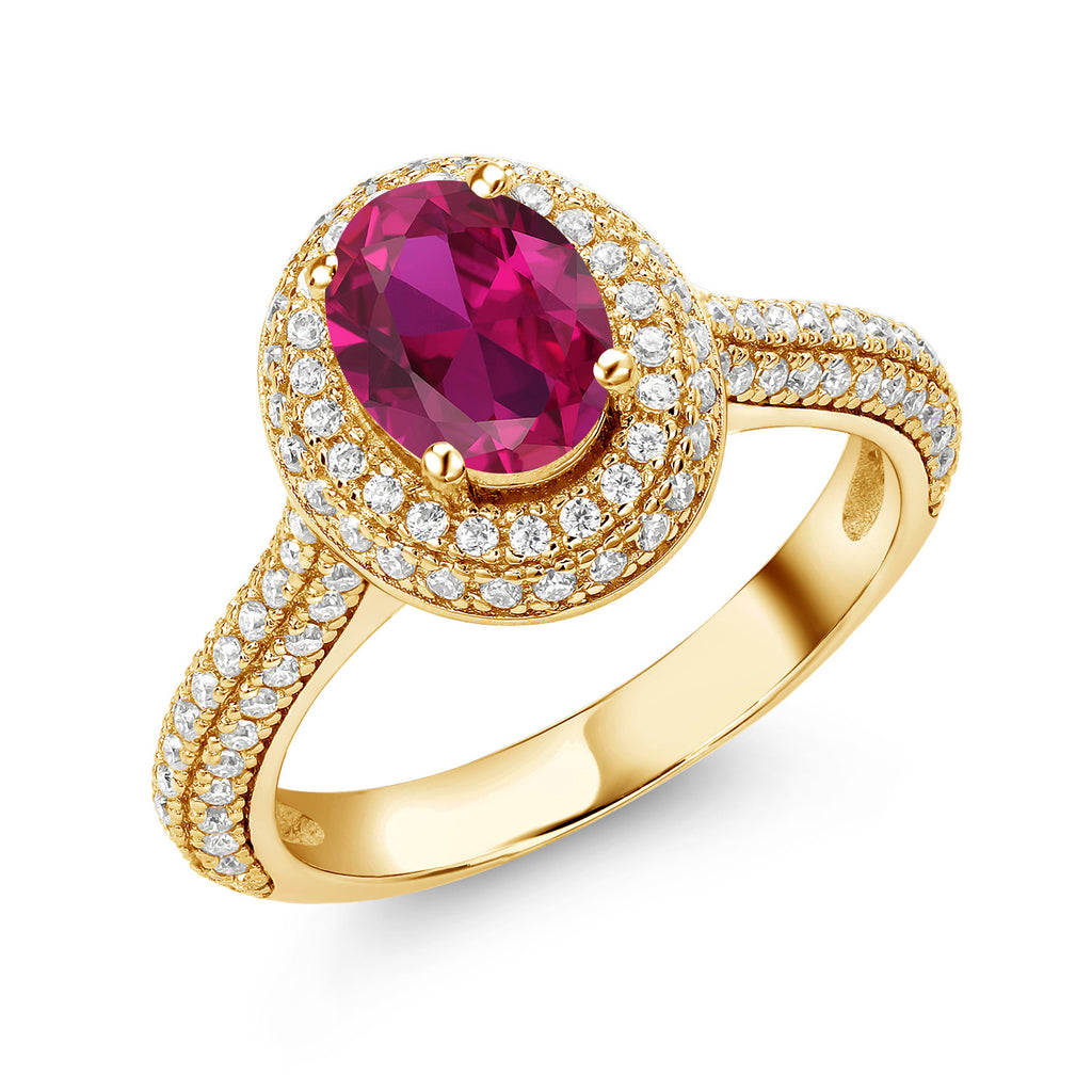 Created Ruby - July_9_Ring in 925 Yellow Gold Plated Silver