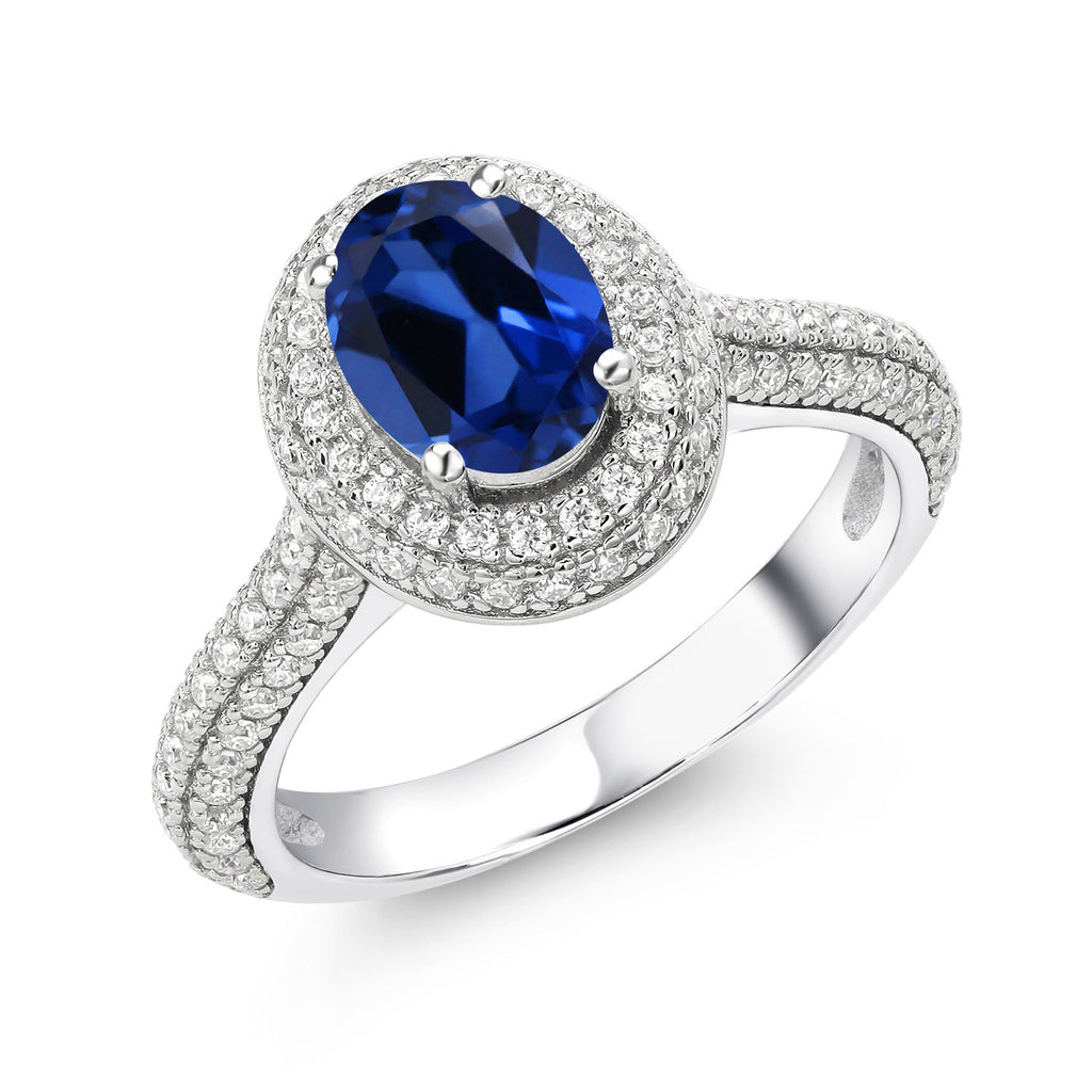 Created Sapphire - September_8_Ring in 925 Sterling Silver