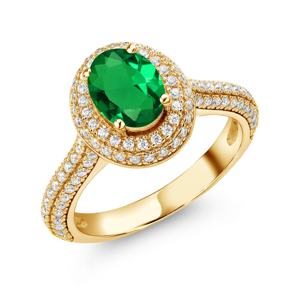 Nano Emerald - May_5_Ring in 925 Yellow Gold Plated Silver
