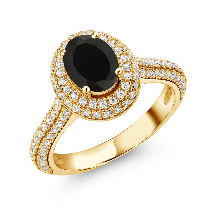 Onyx - December_5_Ring in 925 Yellow Gold Plated Silver