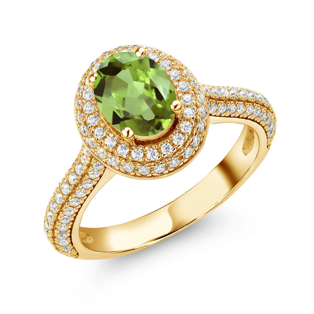 Peridot - August_8_Ring in 925 Yellow Gold Plated Silver