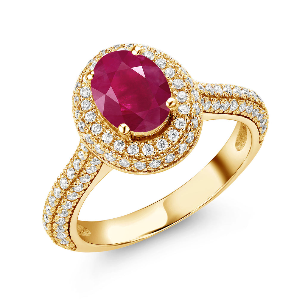 Ruby - July_9_Ring in 925 Yellow Gold Plated Silver