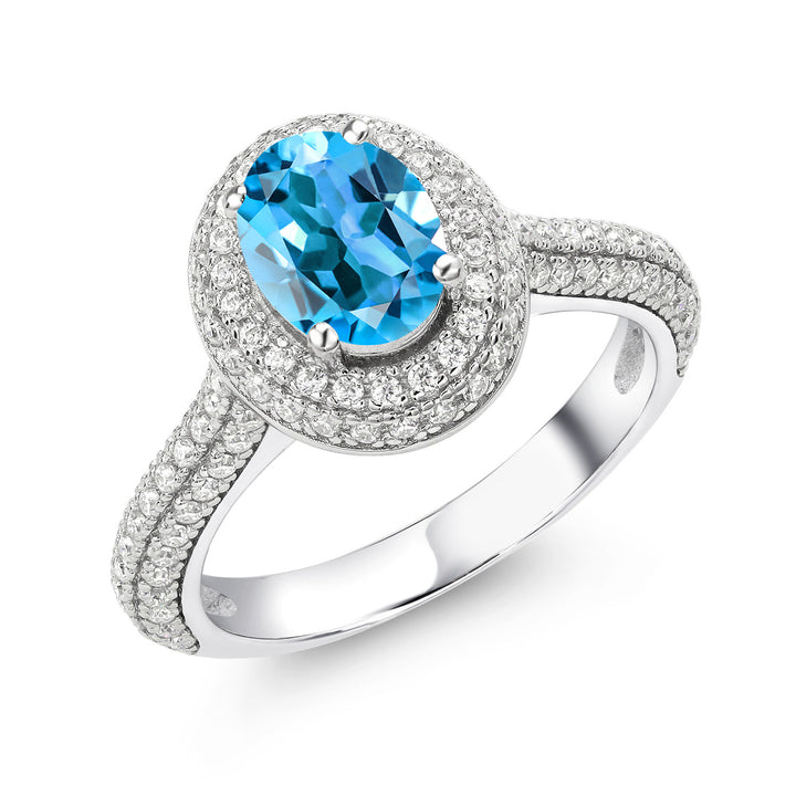 Swiss Blue Topaz - November_5_Ring in 925 Sterling Silver