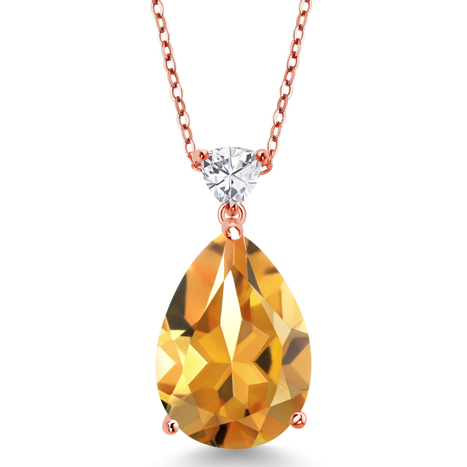 Citrine - November_Pendant in 925 Rose Gold Plated Silver