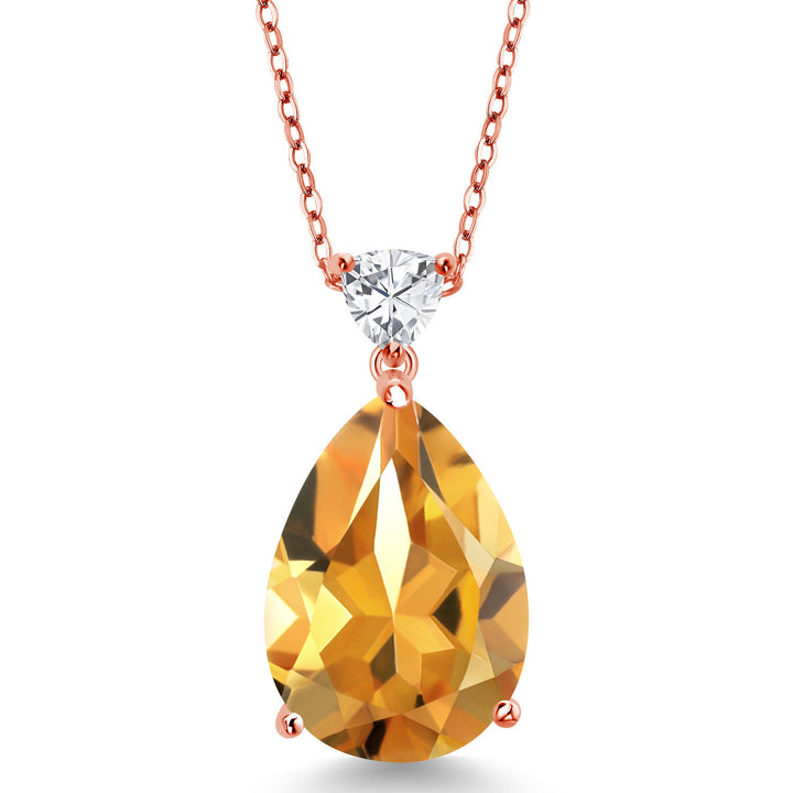 Citrine - November_Pendant in 925 Rose Gold Plated Silver