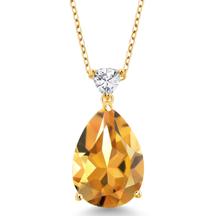 Citrine - November_Pendant in 925 Yellow Gold Plated Silver
