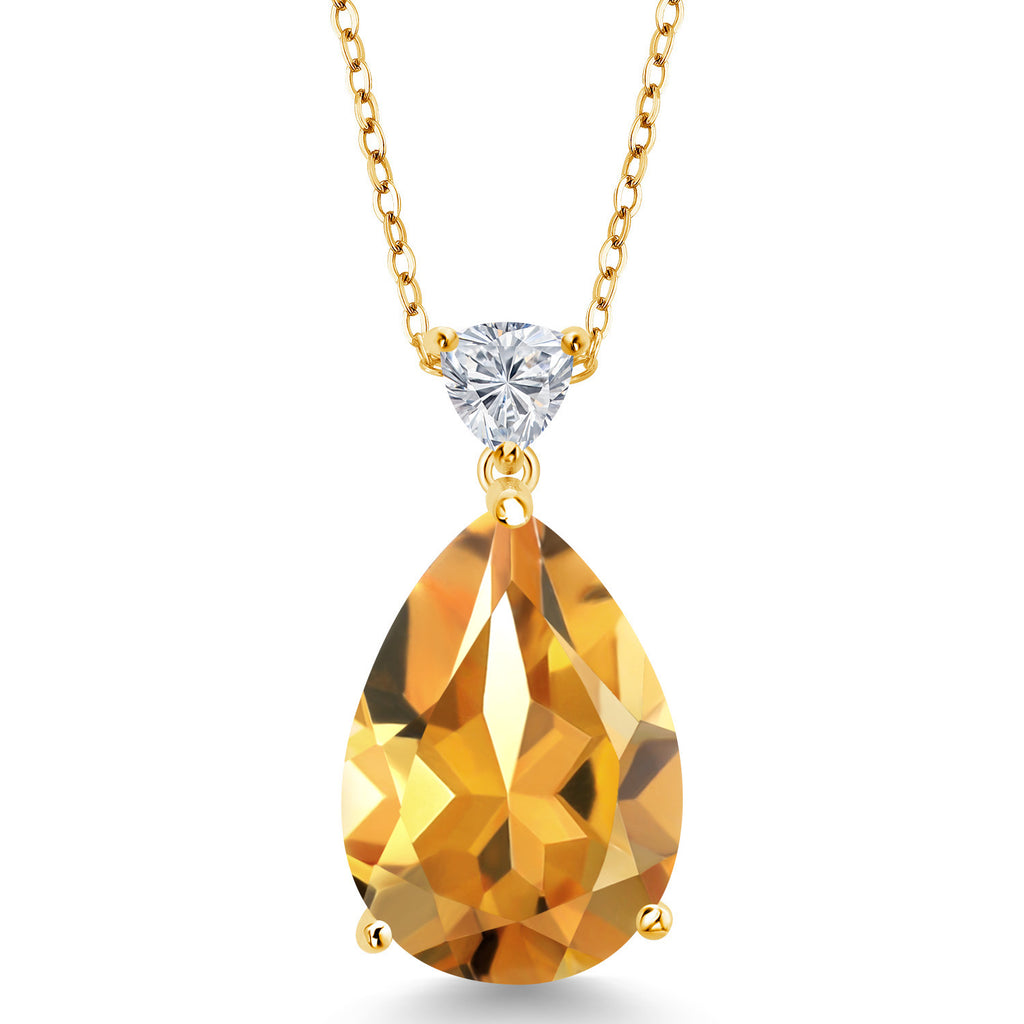 Citrine - November_Pendant in 925 Yellow Gold Plated Silver
