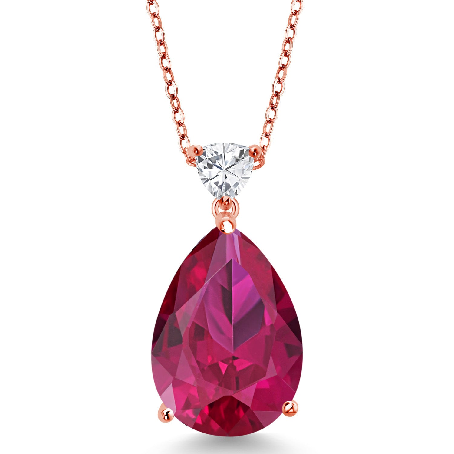 Created Ruby_Pendant in 925 Rose Gold Plated Silver